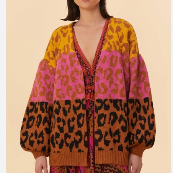FARM Rio Sweaters - FARM Rio Mixed Leopards Knit Cardigan